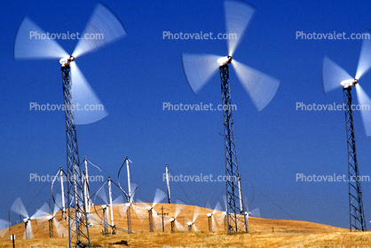 Wind farms, Altamont Pass, Propeller, Turbine, spinning, spin, spins, Rotor, rotation, blur, Spinning Blades