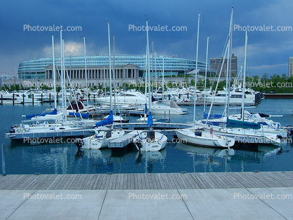 Burnham Harbor, Docks, Boats, Marina, Soldier Field, Chicago