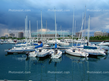 Burnham Harbor, Docks, Boats, Marina, Soldier Field, Chicago