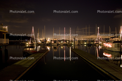 Night, Nighttime, Tiburon Harbor, Docks