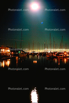 Tiburon Harbor at Night, Moon