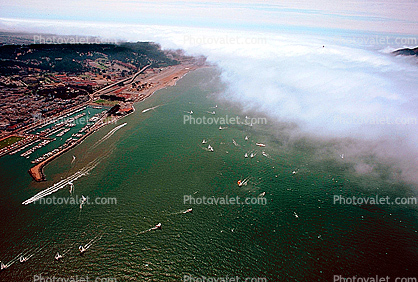 Saint Francis Yacht Club, The Marina, docks, harbor, fog