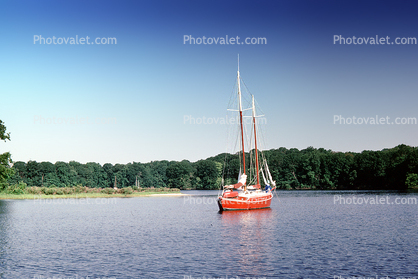 redhull, redboat, Saint Leonard Creek, near Patuxent River, Maryland