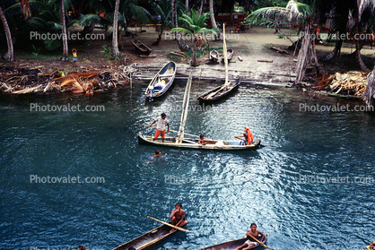 River, Boats, Dock, Panama, 1984, 1980s