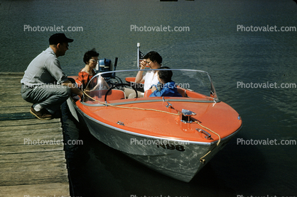 N98, Smallcraft at the dock, Evinrude Outboard Motor, 1950s