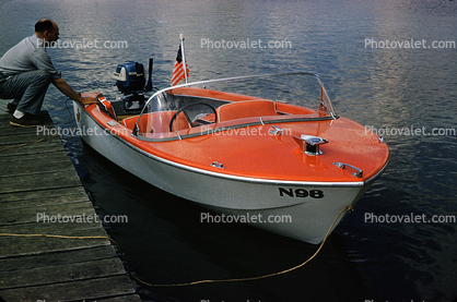 N98, Evinrude Outboard Motor, Smallcraft, Dock, 1950s