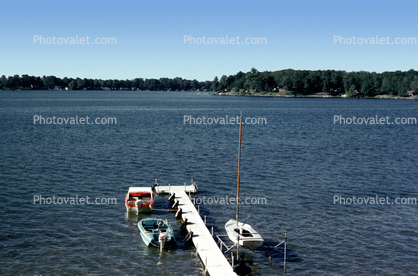 Boats, Dock, Pier, Lake, Water, 1960s