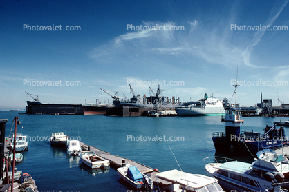 Floating Drydock, wispy clouds, dock, Mission Rock Inn