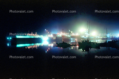 Foggy Night, nighttime, dock, floating drydock, fog
