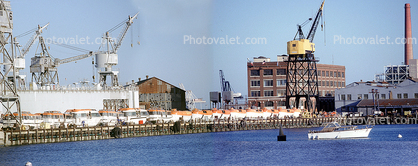 Panorama, Smokestack, Lifeboats, Pier, Dock, Cranes, Potrero Hill, Dogpatch