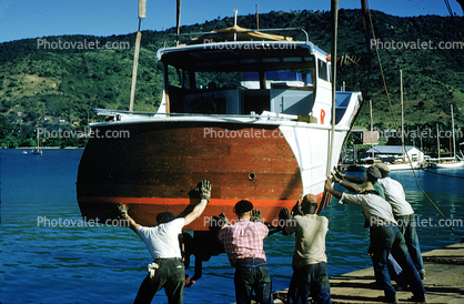 Saint Thomas Virgin Islands, men, boat, harbor