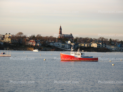 redhull, redboat, Church, village, Newport, Rhode Island
