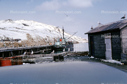 snow, ice, cold, pier, boat, Adak Harbor, Docks