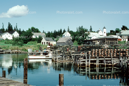 Lobster Pots, Dock, Harbor, Village, Port Clyde, Saint George peninsula, Knox County, Maine