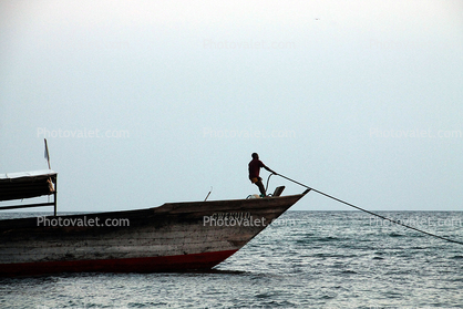 Man on a Line, Bow, Rope, Lake Tanganyika
