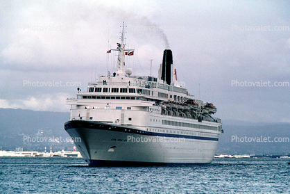 Cruise Ship Bow, Smoke Stack, Royal Viking Sea