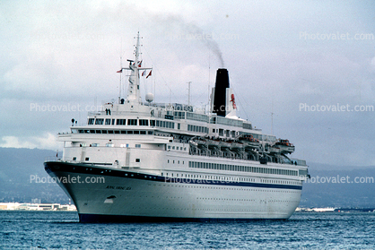 Cruise Ship Bow, Smoke Stack, Royal Viking Sea