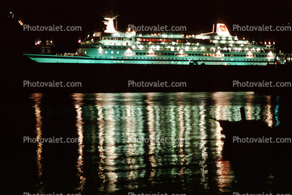 Cruise Ship, night, nighttime, lights, Royal Viking Sea