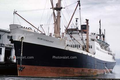 RMS Newfoundland, Furness Line, Halifax, Bow, cranes, anchor, dock, pier, Ocean Liner, 1930s, 1950s