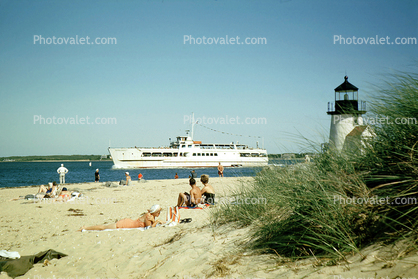 SS Siasconset Ferry boat, Brant Point Lighthouse, Beach, Nantucket, Massachusetts