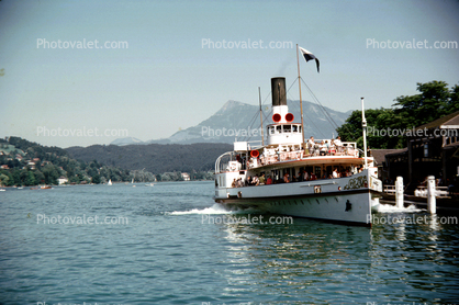 Paddle Sidewheel Steamer PS Gallia, Lake Lucerne, (Vierwaldstattersee), Switzerland, June 1968, 1960s