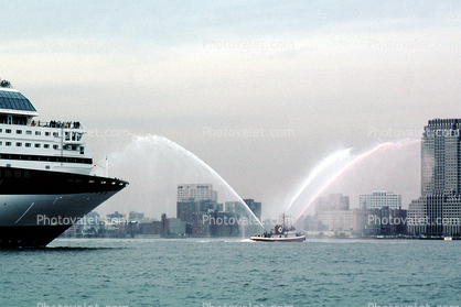 New York City, Fireboat Spraying Water for Mercury, Celebrity Cruises, Cruiseship