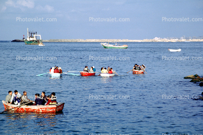 Rowboats, rowing, people, water, Alexandria