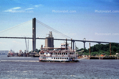 Georgia Queen, Docks, Savannah River, The Talmadge Memorial Bridge