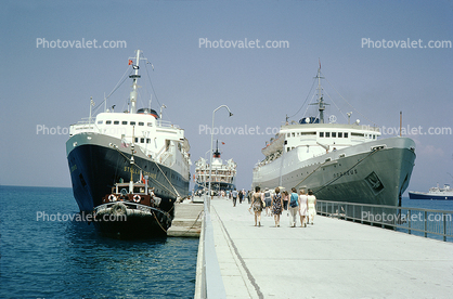Pier, Dock, Orpheus, Stella Oceanis, Kusadasi Tugboat, Docks, Cruise Ships, 1972, 1970s