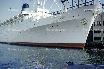 SS Olympia, IMO 5262835, Steamship, Cruise Ship, Dock, 1968, 1960s