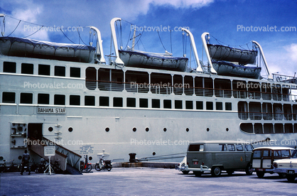 Bahama Star, Lifeboats, Davits, Cruise Ship, Ocean Liner, Nassau Bahamas, 1965, 1960s