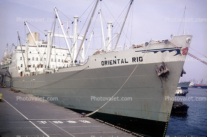 Anchor, Oriental Rio, Oriental Cruise Lines, bow, Kobe Harbor, dock, 1950s