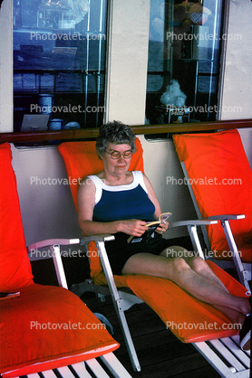 Woman on a Lounge Chair, SS Fairwind, IMO: 5347245, Ocean Liner