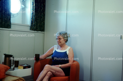 Woman in her Cabin, SS Fairwind, Stateroom, IMO: 5347245, Ocean Liner