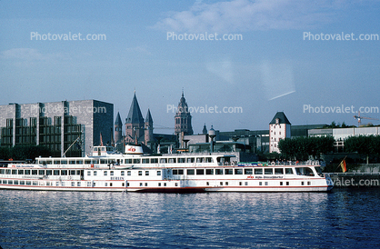 Buildings, Town, Rhine River, (Rhein), Mainz