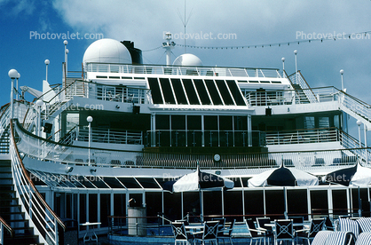 parasol, umbrellas, deck, Vistafjord, Ocean Liner, steamship, IMO: 7214715, Cruise Ship, Cunard