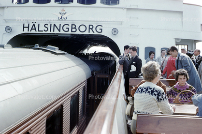 Ferry boat, Ferryboat, Train, Passengers, Halsingborg, 1960s