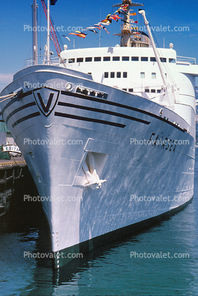 Cruise Ship, Bow, Anchor, Fairsea, Sitmar, Vancouver, Canada, Dock, Ocean Liner