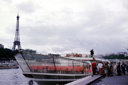 Glass Bow, Tourboat, Glass, Passengers, Paris, River Seine, Excursion, July 1964, 1960s