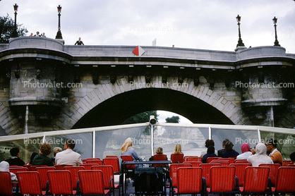 Tourboat, Glass, Passengers, Chairs, Seats, Excursion Boat, Paris, River Seine, July 1964, 1960s