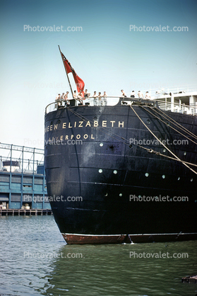 RMS Queen Elizabeth, Stern, Cruise Ship, May 1959, 1950s