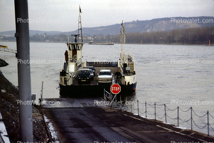 Car Ferry, Automobile, Ferryboat, (Rhein), Rhine River, 1986, 1980s