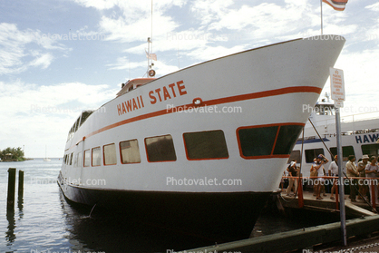Sightseeing boat Hawaii State, Bow, July 1975, 1970s