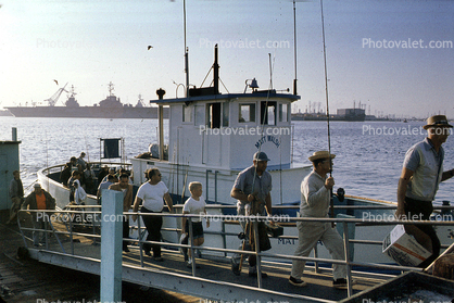 Matt Walsh Fishing Boat, fishermen, walkway, July 1965, 1960s