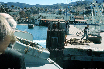 Dock, Pier, Raft, Avalon Harbor, building, Hotel Atwater, Catalina, 1961, 1960s