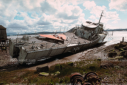 Aluminum Ship, scrap, hulk, Astoria Oregon