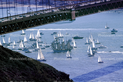 Flotilla Receiving a Tall Ship, Golden Gate Bridge