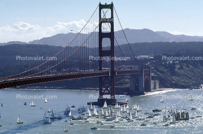 Flotilla Receiving a Tall Ship, Golden Gate Bridge