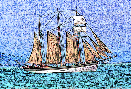 Three Masted Tall Ship Digital Painting, Paintography