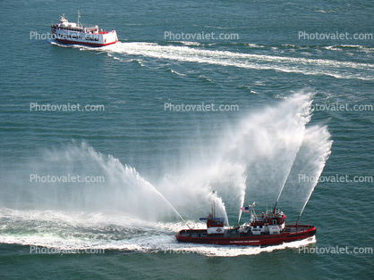 Fireboat Spraying Water, Phoenix Fireboat No.1, SFFD, San Francisco Fire Department